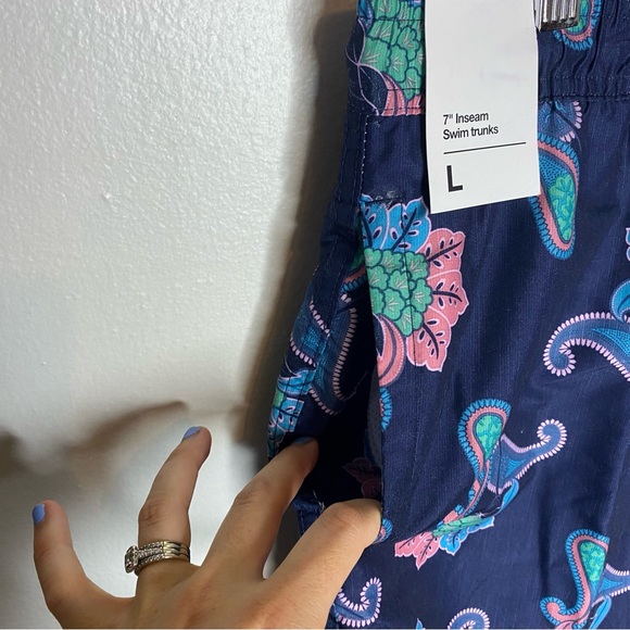New Original Use 7” Inseam Blue‎ and Pink Swim Trunks Paisley Men’s Large - Picture 3 of 10
